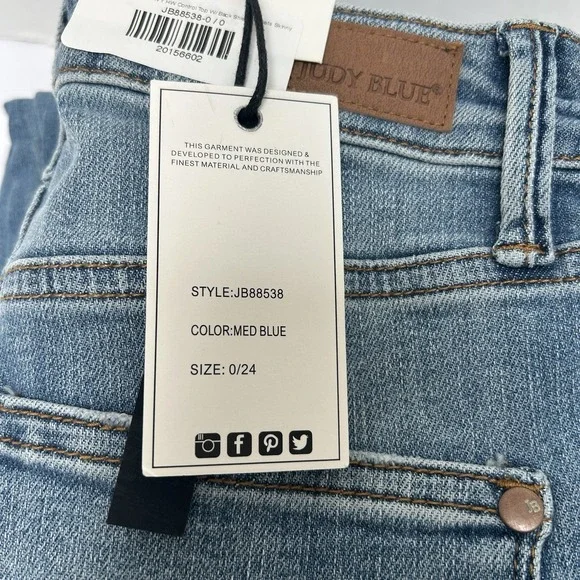 Judy Blue NWT Tummy Control Skinny Fit Hi-Rise Denim Jean Size 0/24 Style #88538 - Picture 2 of 7